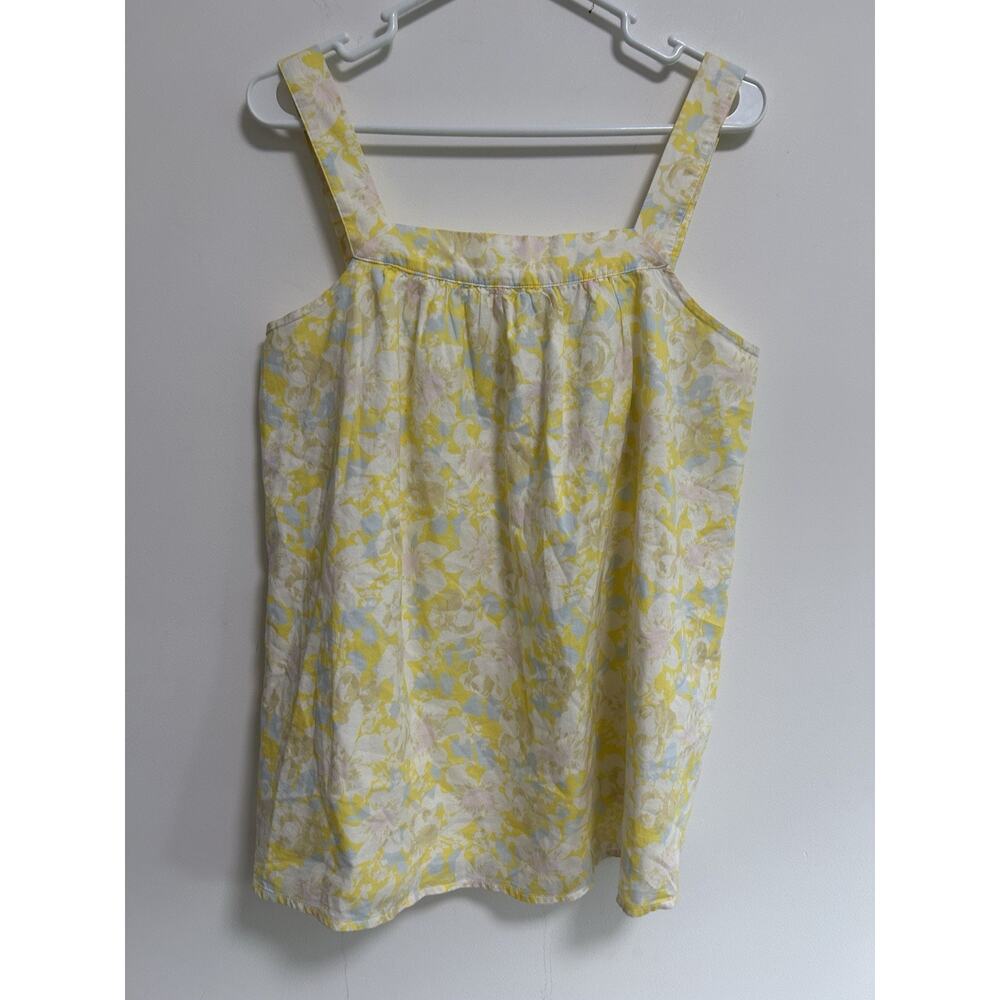 Maternity Top Blouse Tank Floral Boho‎ Butter Yellow Square Neck Cottage Medium